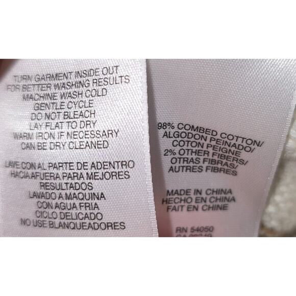 Jones New York Cream Gold Striped Shiny Crew Neck Sweater Petite Medium - Picture 5 of 7